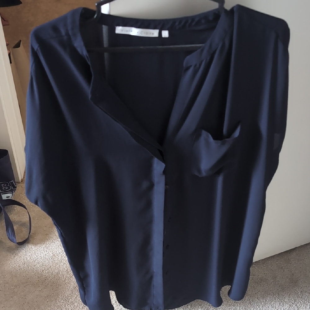 Chic Navy Button-Down Shirt